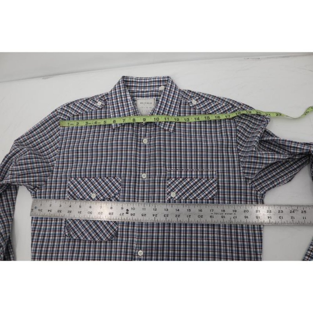 Billy reid shirt men's medium long sleeve button up plaid cotton flap pockets - Picture 13 of 13